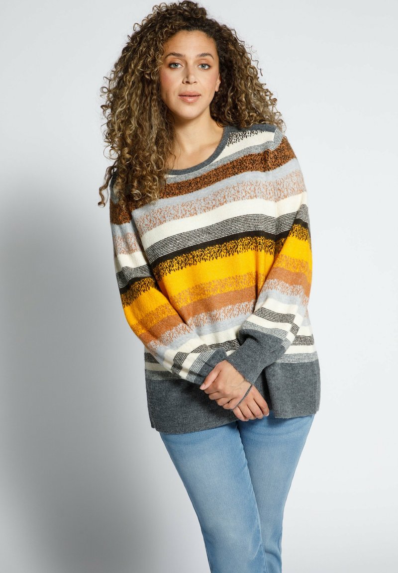 Damen Strickjacken | Ulla Popken LANGARM Strickpullover kupferbraun/grau - OQ53340 Damen Strickjacken | Ulla Popken LANGARM Strickpullover kupferbraun/grau - OQ53340