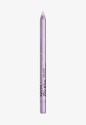 Lila Eyelinerstift mit metallic-finish, spitzer Spitze und Branding an der Seite. Schlanker, zylindrischer Körper mit glänzendem Boden.