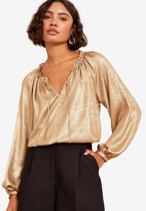 Friends Like These LONG SLEEVE BUTTON FRONT FOIL - Blouse - gold