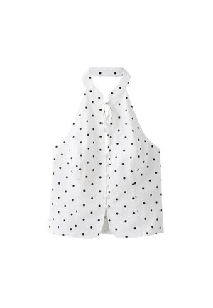 Stradivarius, POLKA DOT PRINT FITTED HALTER TOP - Blouse - beige