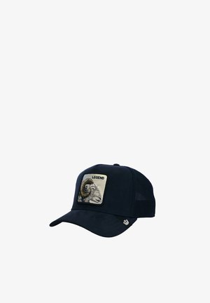 Dark blue mesh trucker cap with a patch showing a ram's head and the word "LEGEND" above it.
