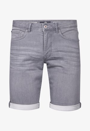 Șorturi din denim gri cu o croială clasică, cu manșete răsucite și detalii subtile de uzură. Design cu cinci buzunare și închidere cu nasture.