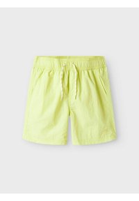 Lichtgele zwemshorts met een elastische tailleband, trekkoordsluiting en zijzakken. Kenmerkt zich door een gladde textuur en een ontspannen pasvorm.