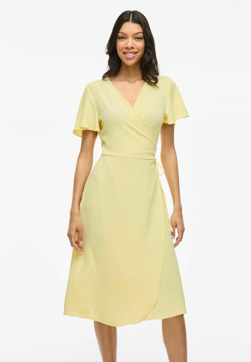 VILA VILOVIE WRAP DRESS - Hverdagskjole - pale banana