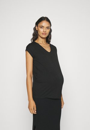 Pieces Maternity PMBILLO LUREX STRIPES - Strikkegenser - black/black lurex