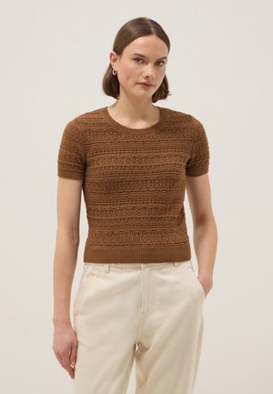 OVS, REGULAR FIT SHIRT - T-shirt print - antelope brown