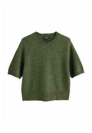 Next, KNITTED SHORT SLEEVE T-SHIRT JUMPER - T-Shirt basic - khaki green