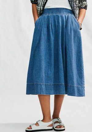 FULL A-LINE MIDI  - Pleated skirt - mid blue denim