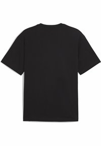 Sort kortærmet T-shirt lavet af bomuldsstof. Har en rund halsudskæring, lige snit og en glat tekstur uden yderligere designs eller accenter.