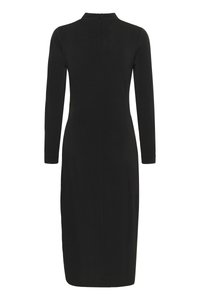 Vestido De Algodón Para Mujer De Otoño E Invierno, De Manga Larga, Con Cuello Falso, Mini Vestidos De Color Sólido, Vestido De Tubo Ajustado De Talla Grande, Negro