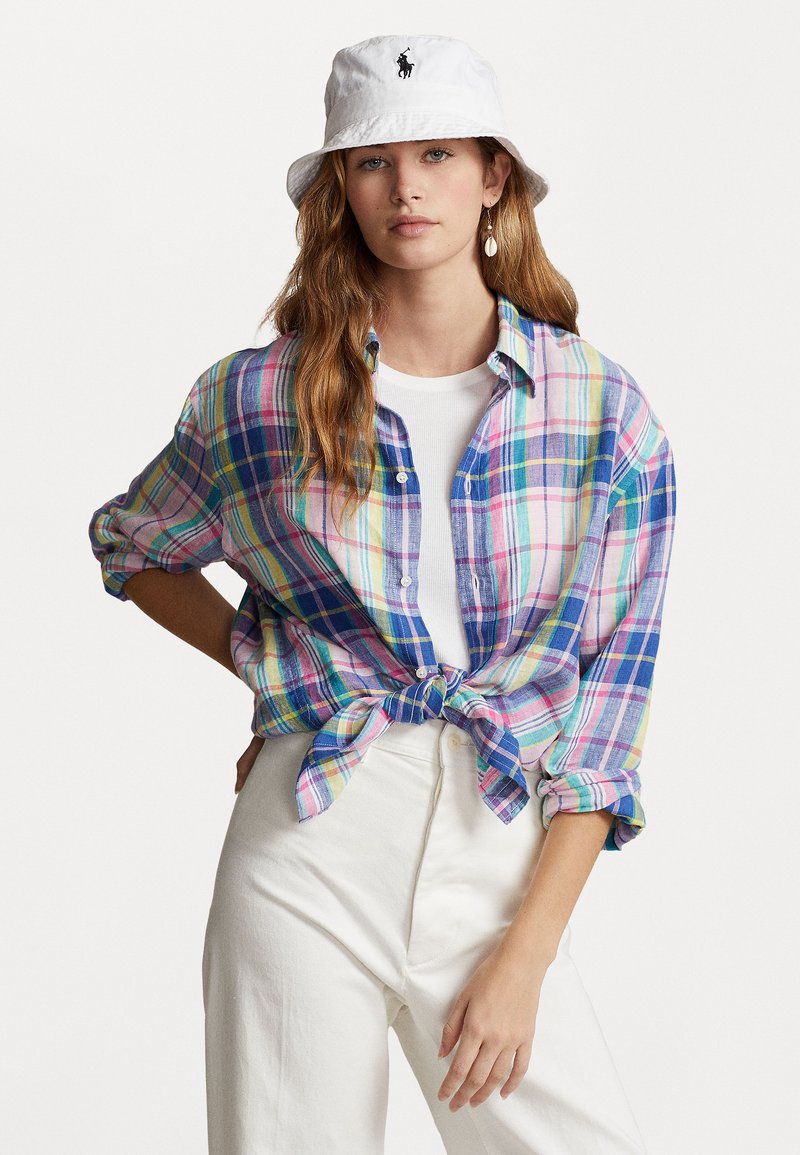 Polo Ralph Lauren RELAXED FIT LINEN SHIRT - Button-down blouse - pink/blue multi