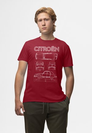 CITROEN DIAGRAM VIEWS - T-Shirt print - cardinal red