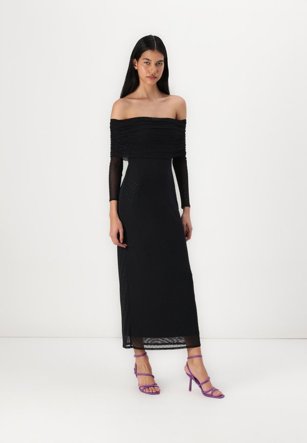 Off-The-Shoulder Rhinestone Maxi Dress - Occasion wear