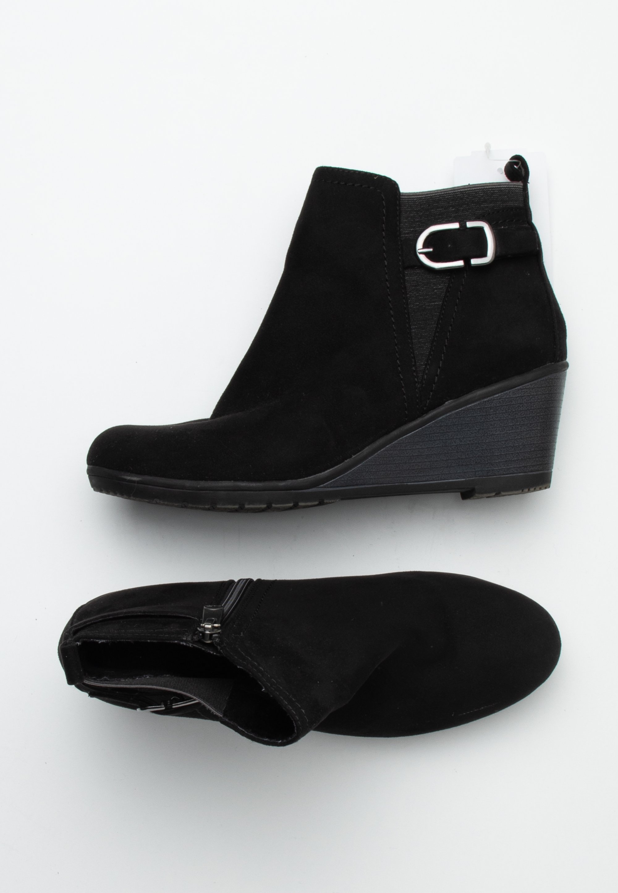 Marco Tozzi Enkellaarsjes met sleehak black/zwart (Pre-owned