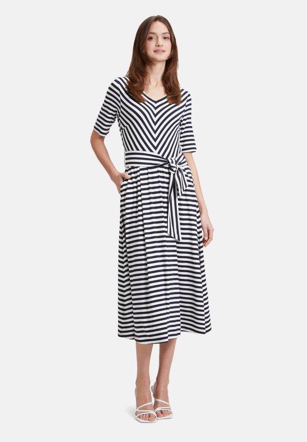 KURZARM - Jerseykleid - dunkelblau weiß