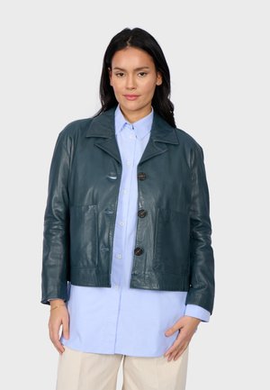 ALIA - Leather jacket - teal blue