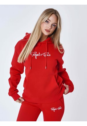 Felpa con cappuccio - rouge   blanc