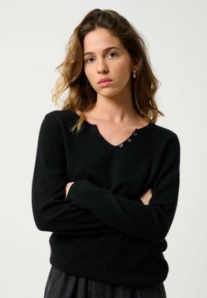 BODMIN TUNISIAN COLLAR - Pullover - black