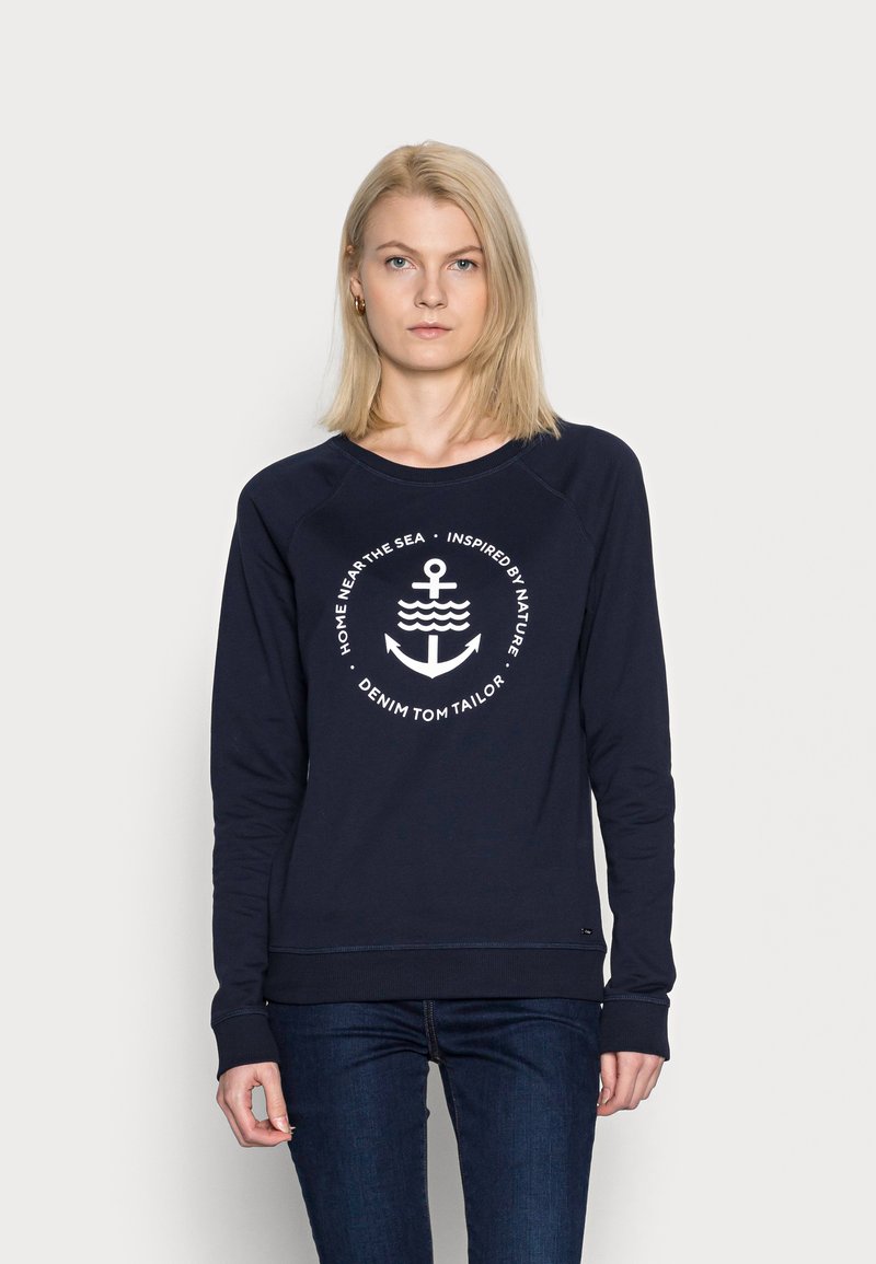 TOM TAILOR DENIM PRINTED RAGLAN SWEATER - Camisola - sky captain blue