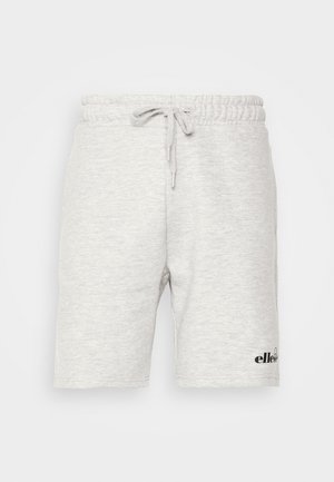 Ljusgrå bomullsshorts med elastisk midja, dragsko-öppning och liten svart logotypaccent på nedre vänstra benet.