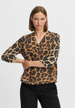 BYHINVA LEOPARD BLOUSE - Blouse - black mix