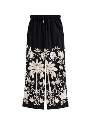 New Look, PALM TREE PRINT WIDE LEG TROUSERS - Pantaloni - black pattern