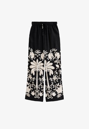New Look, PALM TREE PRINT WIDE LEG TROUSERS - Pantaloni - black pattern