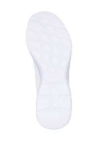 Suola di sneakers bianche con motivo di grip texture, caratterizzata da una finitura in gomma liscia e un logo del marchio sottile vicino al centro. Etichetta della taglia: 37.