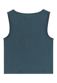 Ærmeløs top lavet af blødt bomuld i mørk teal. Har en rund halsudskæring og rene syninger, med et simpelt, udekoreret design.