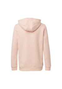 Felpa rosa chiaro con una consistenza morbida, dotata di un cappuccio ampio, maniche lunghe e orlo e polsini a costine. Design semplice, senza dettagli aggiuntivi.