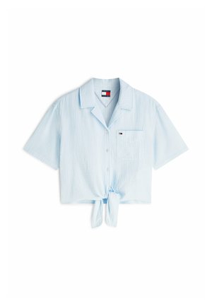 Tommy Jeans, TJW TEXTURED TIE FRONT SS SHIRT - Blusa - kingly blue