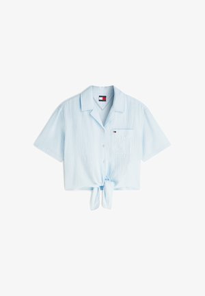 Tommy Jeans, TJW TEXTURED TIE FRONT SS SHIRT - Skjortebluser - kingly blue