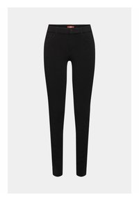 Jean slim noir pour femme avec poches avant, fermeture par boutons et passants de ceinture, présenté sur un fond clair uni.