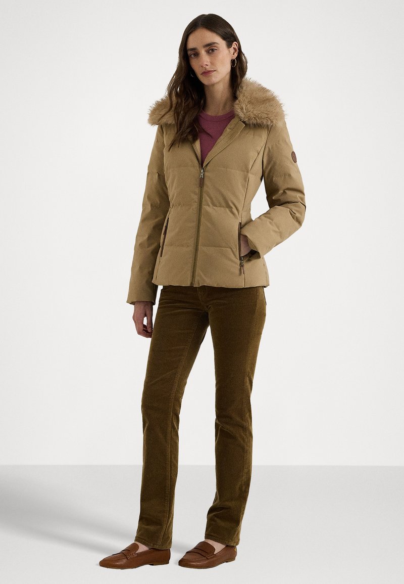Lauren Ralph Lauren FAUX-FUR-TRIM DOWN COAT Daunenjacke beige