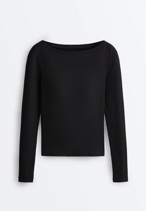 RIB MODAL BLEND BOAT NECK - Langarmshirt - black