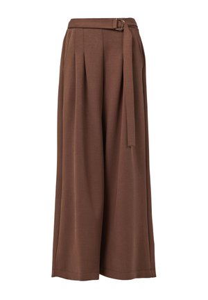 Leem, WIDE LEG BELTED TROUSERS WITH POCKETS - Pantalon classique - brown