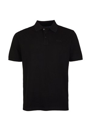 Zwarte polo shirt van katoen, met een klassieke kraag, een drukknoopsluiting met drie knopen en subtiele logoborduring op de borst.