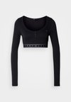 LONG SLEEVE SLIM CROP TOP - T-shirt à manches longues - black