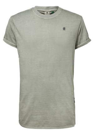 Kurzärmeliges, hellgraues T-Shirt aus weichem Stoff. Verfügt über einen Rundhalsausschnitt, umgeschlagene Ärmelbündchen und ein kleines Logo auf der Brust. Klassische Passform.