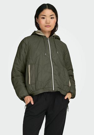 ONLMIKI HOOD QUILT - Ziemas jaka - smokey olive