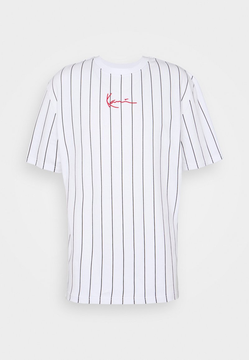 Herren T-Shirts basic | Karl Kani SMALL SIGNATURE PINSTRIPE TEE UNISEX T-Shirt print white/black/weiß - BG65214 Herren T-Shirts basic | Karl Kani SMALL SIGNATURE PINSTRIPE TEE UNISEX T-Shirt print white/black/weiß - BG65214