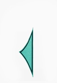 Türkiissinine kolmnurkne sall tumedama türkiissinise äärisega, laotatuna valge tausta peale.