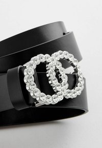 Next DOUBLE CIRCLE BUCKLE REGULAR  - Diržas - black silver diamante