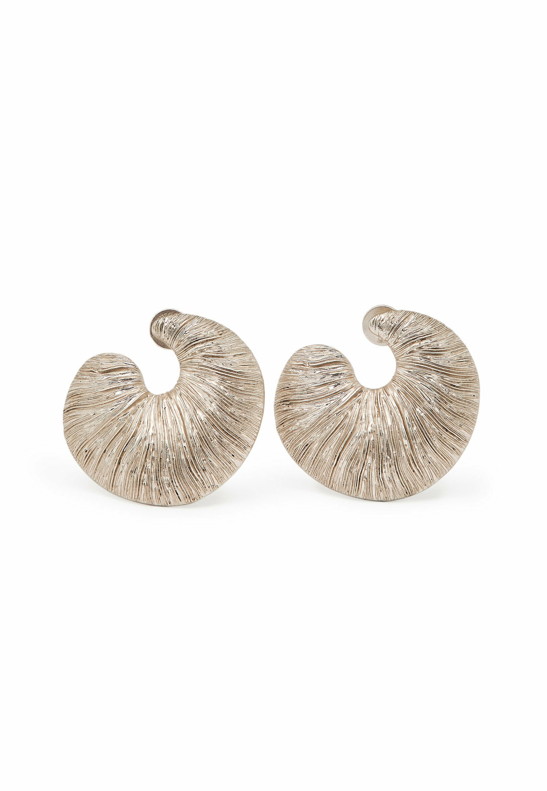 Massimo Dutti FOSSIL HOOP - Earrings - silver coloured