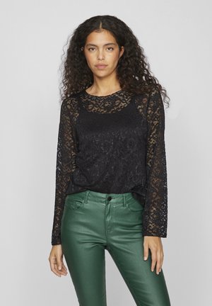 VIHELEN  - Tops ar gar�ām piedurknēm - black