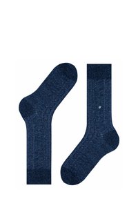 Calzini blu navy con un motivo testurizzato, dotati di polsini a costine e un sottile dettaglio del logo, realizzati in un morbido materiale misto.