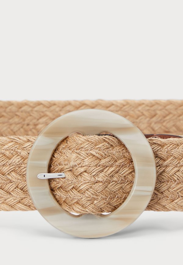 WOVEN JUTE FAUX HORN BUCKLE WIDE BELT - Belt2