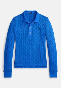 CABLE-KNIT COTTON LONG-SLEEVE POLO SHIRT - Strikkegenser - blue