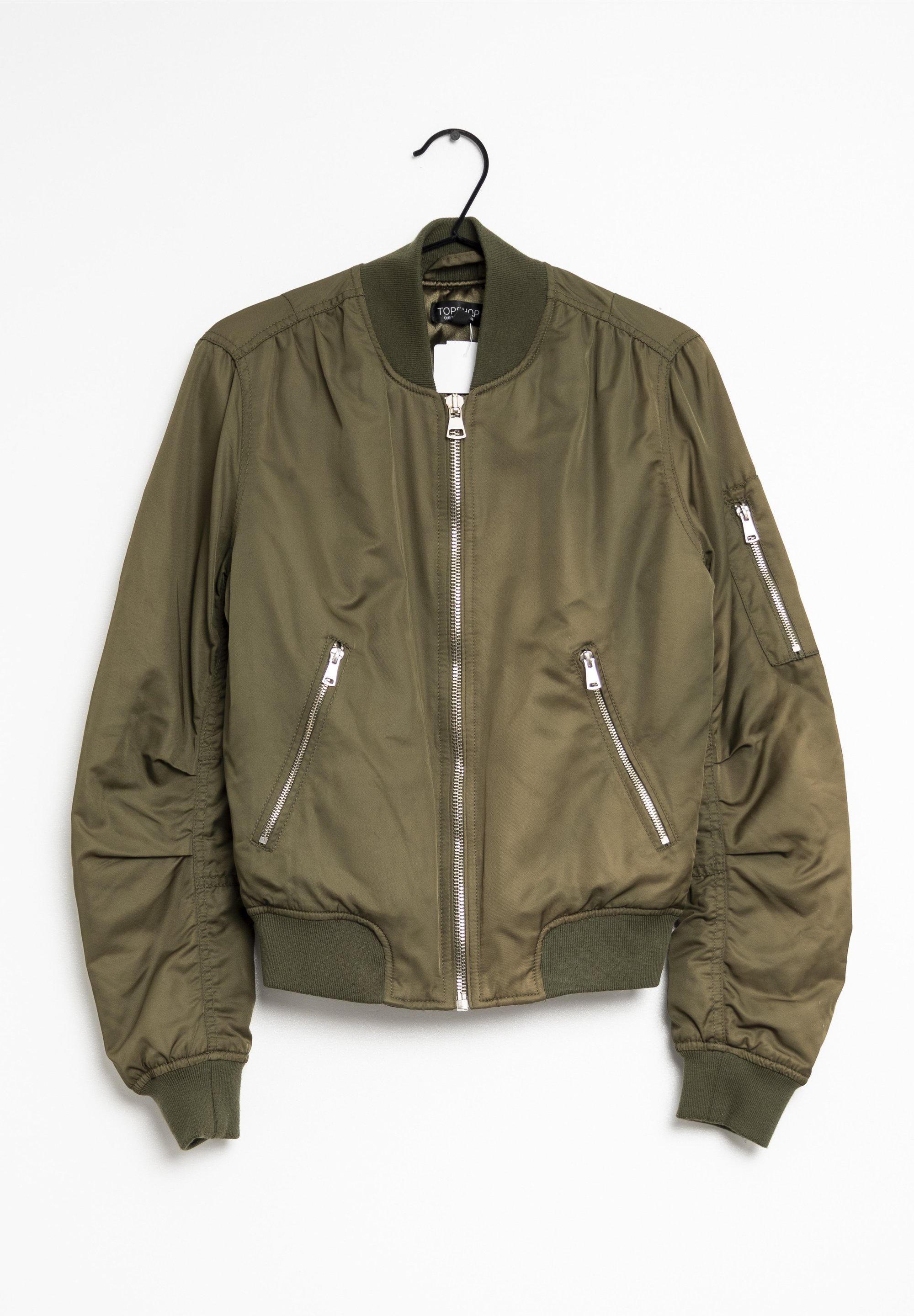 Blouson Bomber Noir Topshop - Taille 8 En Coton - Occasion Très Bon état - Style Décontracté