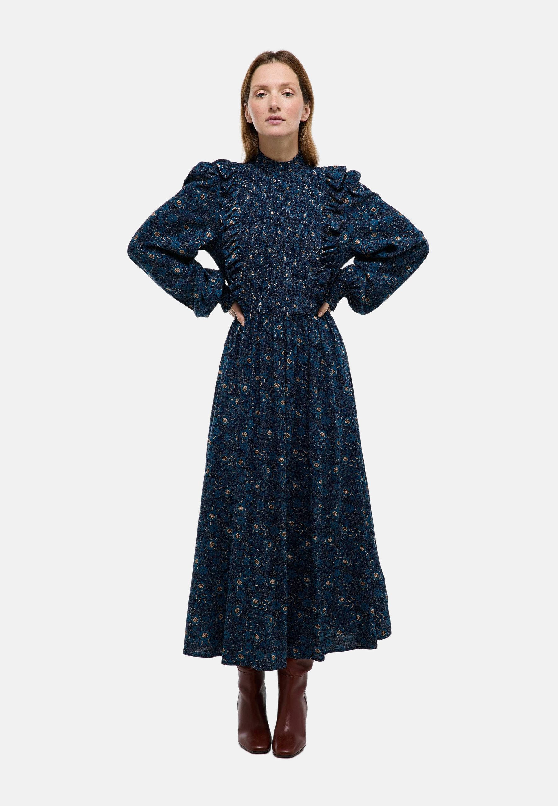 Robe en maille manches longues BRUN